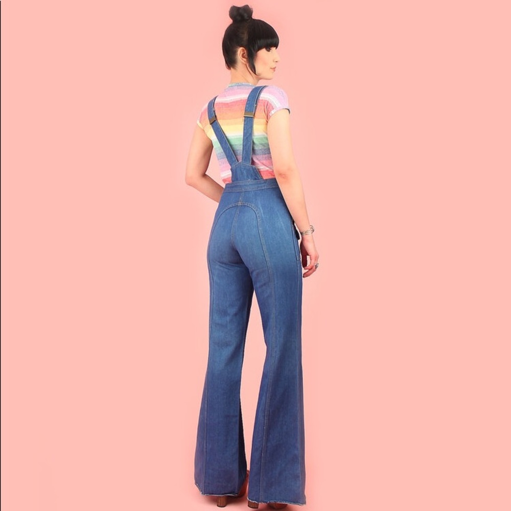 1970’s vintage Bell Bottom Bob Overalls Dungarees - Picture 3 of 4